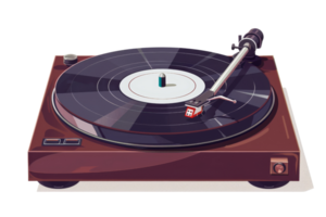 A record player with a red and white record on it png