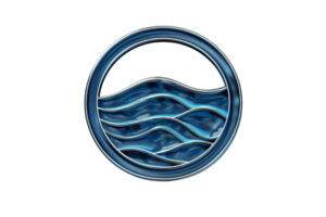Abstract 3D rendering of a circular wave pattern in blue, representing fluidity, tranquility, and nature's movement. Perfect for backgrounds. png