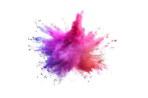 Vibrant explosion of colorful powder in mid-air against black background, creating a stunning visual effect for abstract art and creativity. png