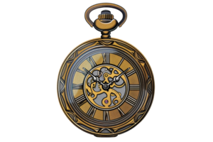 A gold and silver pocket watch with roman numerals on the face. The hands are set at the numbers 3 and 9 png
