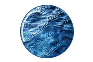 Circular abstract image with serene blue water ripples, showcasing smooth texture and calming waves in a round frame. png