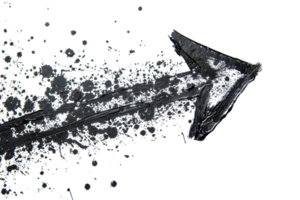 Abstract image of a particle arrow dissolving in motion, symbolizing progress, direction, and dynamic change. png