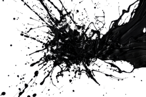 Dynamic black paint splash on dark background, capturing movement and energy. Ideal for abstract art projects and creative designs. png