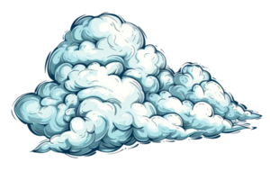 A cloud with a blue sky background. The cloud is drawn in a very stylized way png