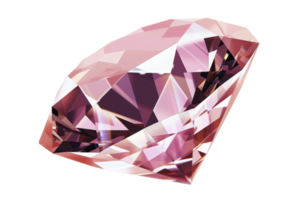 A pink diamond with a triangular shape. The diamond is cut in a way that it looks like it is made of many small pieces png