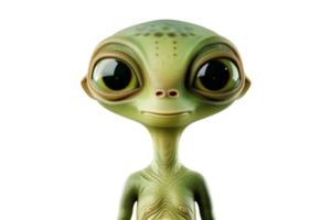 A green alien with big eyes stands in front of a white background. The alien has a creepy, unsettling appearance that makes it seem like it could be from another planet png