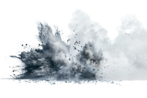 Dramatic explosion with billowing smoke and debris on a transparent background, capturing the energy and chaos of a powerful blast. png