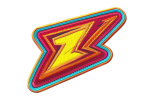 Vibrant abstract illustration of a lightning bolt, featuring colorful layers and dynamic design, perfect for creative projects and digital art. png