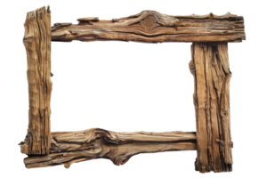 A wooden frame with a white background. The frame is made of wood and has a rustic look to it png