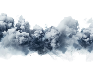 Dramatic grey smoke against a transparent background. creating an intense and atmospheric visual effect. png