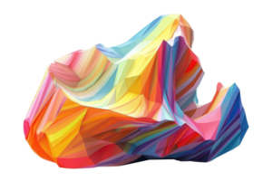 Abstract 3D rendering of a colorful, geometric shape with vibrant, multi-colored facets and a dynamic, artistic design. png