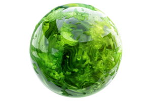 A green gemstone with a swirl pattern. The stone is shiny and has a unique texture. It is a piece of art, rather than a natural stone png