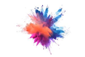 Vibrant explosion of colorful powder on a transparent background. depicting dynamic energy and creativity in abstract form. png