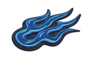 Blue gradient flame symbol with intricate design elements, perfect for use in digital art, app icons, and design projects. png