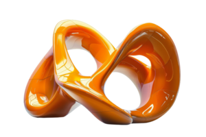 Abstract modern sculpture featuring smooth orange curves intertwined in a dynamic and fluid design, ideal for contemporary art collection. png