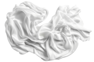 White silk fabric gracefully crumpled on a flat surface, creating elegant folds and soft shadows in a high-quality stock photo for design projects. png