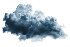 Dark cloud formation on a transparent background. Ideal for weather-related graphics, digital art, or design projects. png