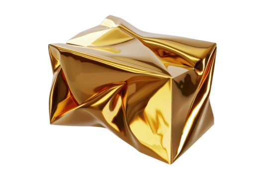 un oro objeto con un estropeado superficie. el oro objeto es brillante y tiene un único textura png