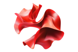 Abstract red ribbon shape, digital illustration featuring flowing curves and vibrant colors perfect for modern design projects. png
