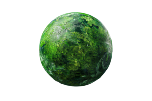 Green marble sphere isolated on transparent background. smooth texture and glossy finish, perfect for nature or abstract-themed projects. png