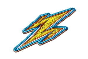 Vibrant lightning bolt icon illustration with blue border. Striking and dynamic design for various creative projects and graphic applications. png