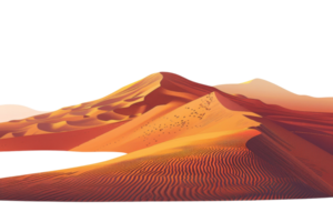 A desert landscape with a mountain in the background. The mountains are covered in sand and the desert is barren. The sky is clear and the sun is shining brightly png