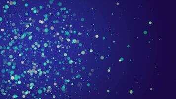 Beautiful floating bokeh particles and dust particles on dark blue background. Background for new year, birthday greetings design. Particles animation video