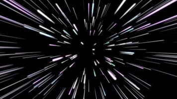 Radial space lines speed of light on black background. Abstract tunnel speed of light. Travelling in open space. Dynamic concept. video