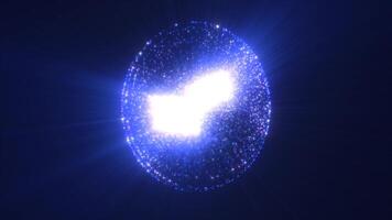 Bright blue sphere with a cosmic texture, floating against a dark background, suggesting a celestial body or energy source in deep space video