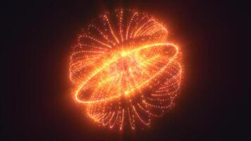 Vibrant glowing sphere of energy in shades of orange radiating light celestial phenomena for futuristic sci-fi or abstract concepts backdrop video