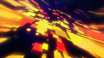 A vibrant fast-moving glowing orange and yellow squares of energy and motion for digital acceleration, technology, and innovation video
