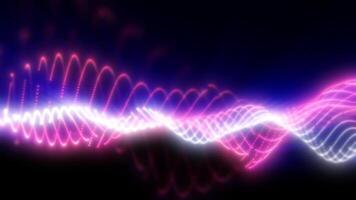 Vibrant pink and purple light waves pulse across a dark background, creating a futuristic and dynamic energy flow with glowing, abstract lines and smooth curves video