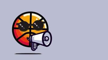 Basketball character with megaphone, 2d looping animation with green screen video
