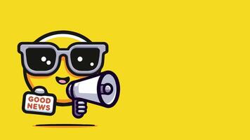 emot,icon with megaphone, 2d looping animation with green screen video