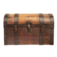 An old wooden trunk with rivets and metal hardware png
