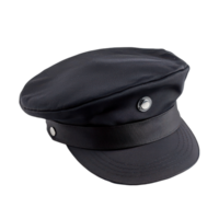 A black hat with a white button on the front png