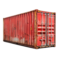 A red container with a rusty door png