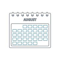 A calendar with the word august on it vector