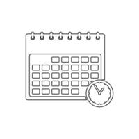 Calendar icon with clock and calendar on white background vector