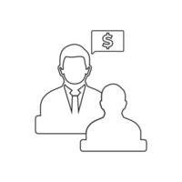 A man and woman are sitting at a table with a dollar sign vector