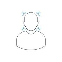 A person's face is shown with a line icon vector