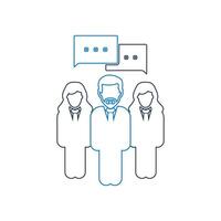 A line icon of three people with speech bubbles vector