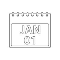 January calendar icon in outline style illustration design vector