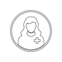 A woman with a cross on her chest in a circle vector