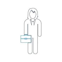 A woman with a briefcase is standing in front of a white background vector