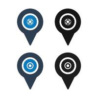 Four different colored pin icons with a wheel vector