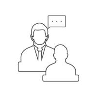A man and woman are sitting at a table with a speech bubble vector