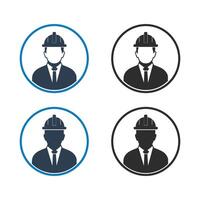 Four different icons of a man in a hard hat vector