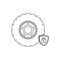 A tire with a padlock icon on a white background vector