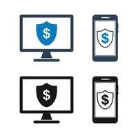 A computer screen with a dollar sign on it, a phone and a tablet vector